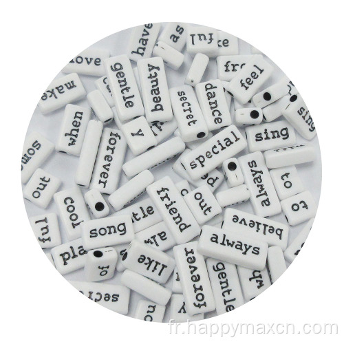 Black and White Assortid Large Word Alphabet Perles